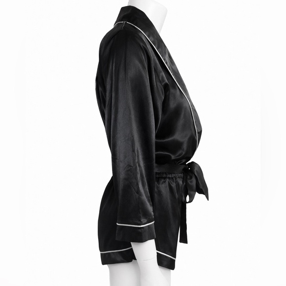 🆕 Fashion Nova Black Satin Pajama One Piece - Picture 2 of 5